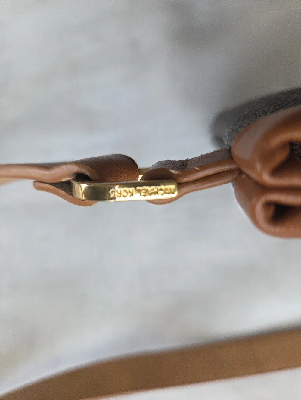 Michael Kors Brown Monogram Waist Pouch with Tan Strap